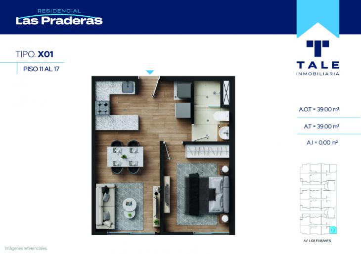 Plano del modelo X01 del proyecto Las Praderas en Chorrillos