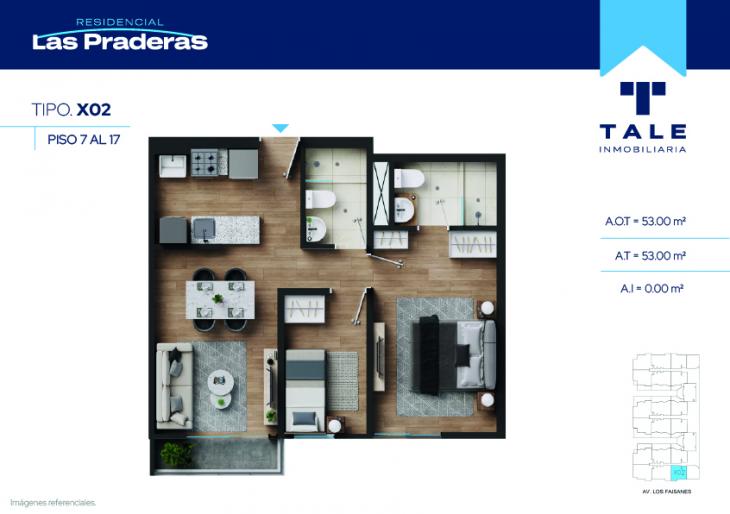 Plano del modelo X02 del proyecto Las Praderas en Chorrillos