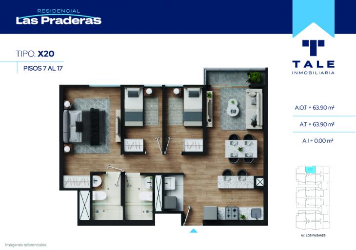 Plano del modelo X20 del proyecto Las Praderas en Chorrillos