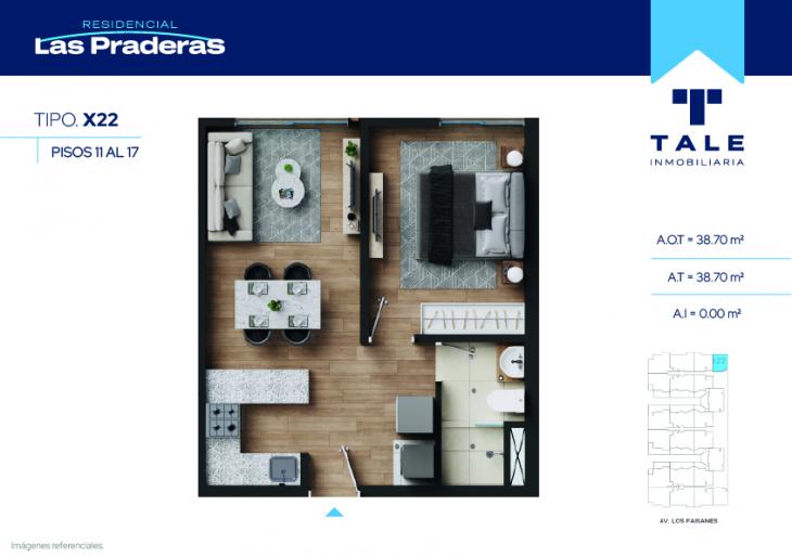 Plano del modelo X22 del proyecto Las Praderas en Chorrillos