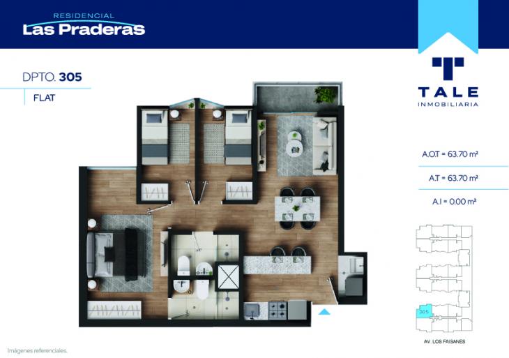 Plano del modelo X305 del proyecto Las Praderas en Chorrillos