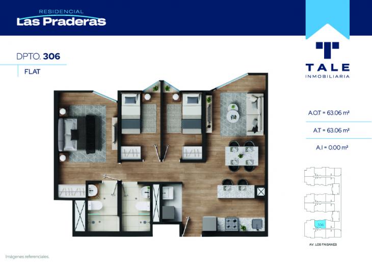 Plano del modelo X306 del proyecto Las Praderas en Chorrillos