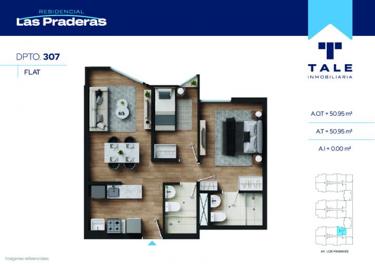 Plano del modelo X307 del proyecto Las Praderas en Chorrillos
