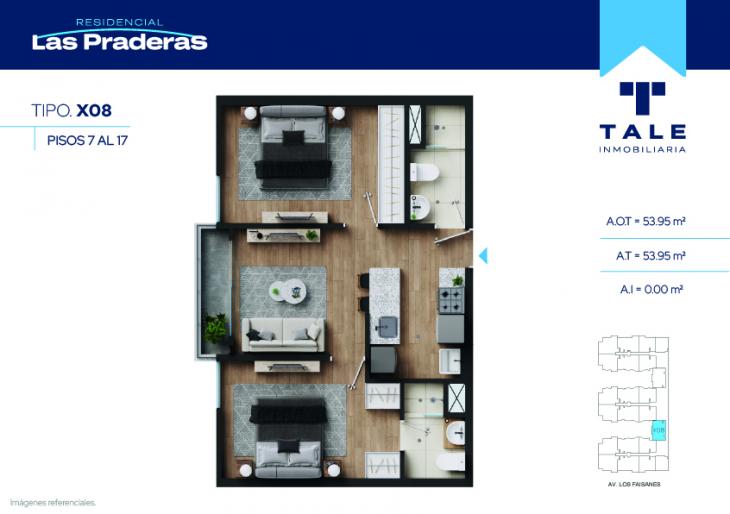 Plano del modelo X08 del proyecto Las Praderas en Chorrillos