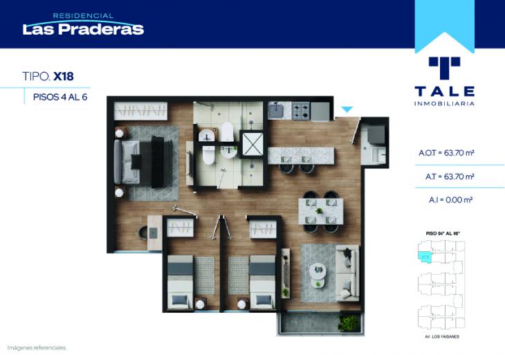 Plano del modelo X18 del proyecto Las Praderas en Chorrillos