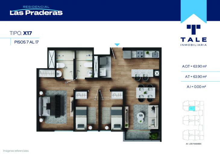 Plano del modelo X17 del proyecto Las Praderas en Chorrillos