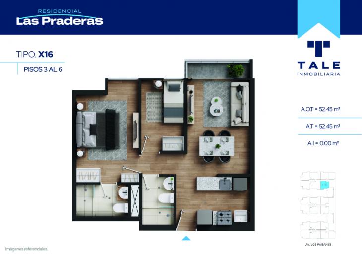 Plano del modelo X16 del proyecto Las Praderas en Chorrillos