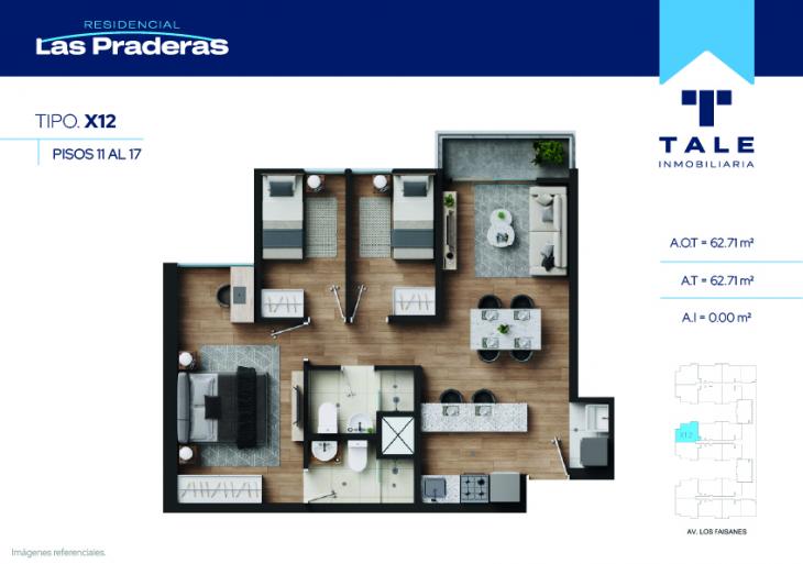 Plano del modelo X12 del proyecto Las Praderas en Chorrillos