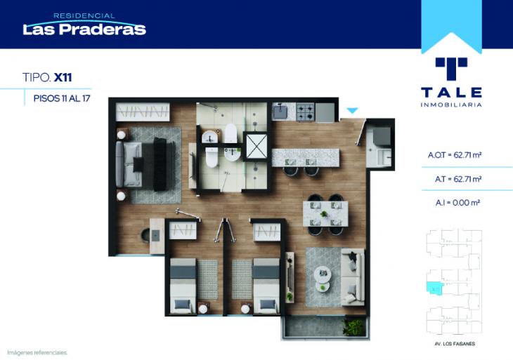 Plano del modelo X11 del proyecto Las Praderas en Chorrillos