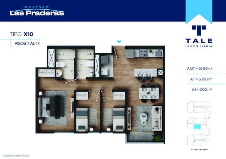 Plano del modelo X10 del proyecto Las Praderas en Chorrillos