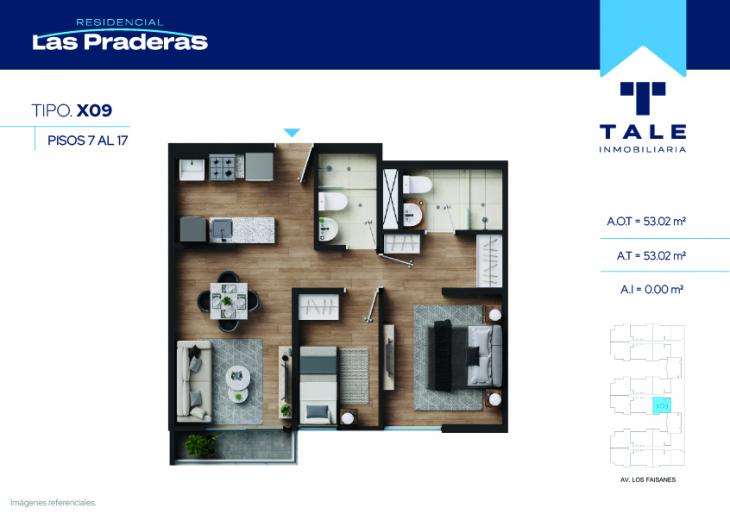 Plano del modelo X09 del proyecto Las Praderas en Chorrillos