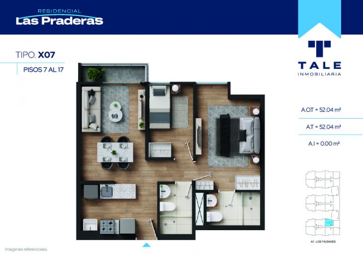 Plano del modelo X07 del proyecto Las Praderas en Chorrillos