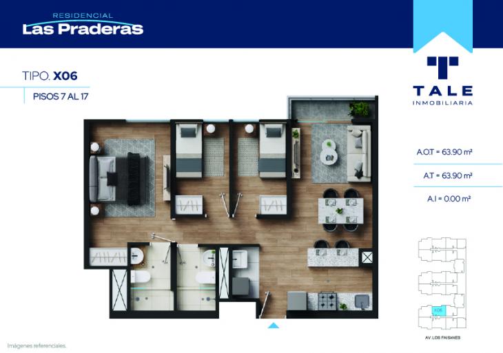 Plano del modelo X06 del proyecto Las Praderas en Chorrillos