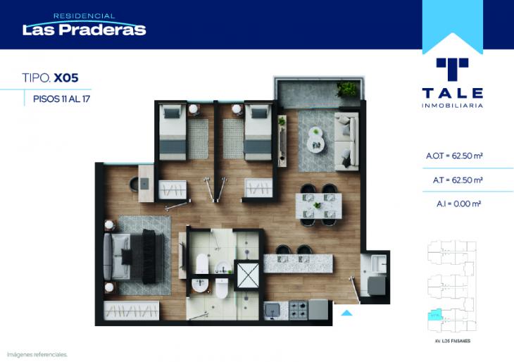 Plano del modelo X05 del proyecto Las Praderas en Chorrillos