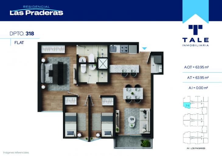 Plano del modelo X318 del proyecto Las Praderas en Chorrillos