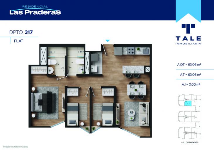 Plano del modelo X317 del proyecto Las Praderas en Chorrillos