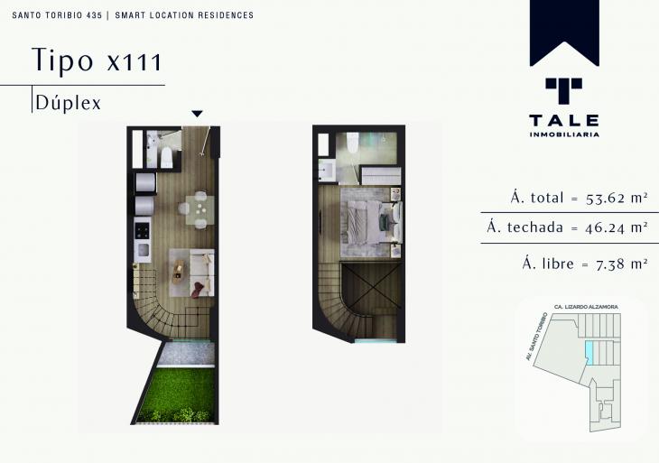 Plano del modelo X111 del proyecto SANTO TORIBIO en San Isidro