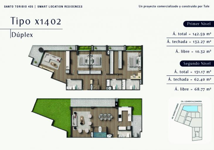 Plano del modelo X02 del proyecto SANTO TORIBIO en San Isidro