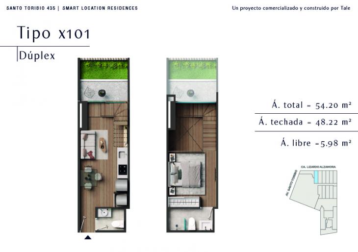 Plano del modelo X101 del proyecto SANTO TORIBIO en San Isidro