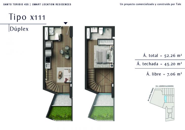 Plano del modelo X111 del proyecto SANTO TORIBIO en San Isidro