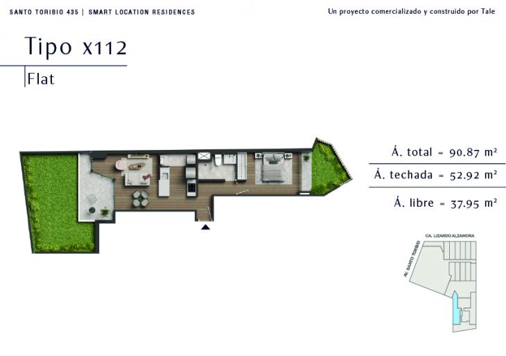 Plano del modelo X112 del proyecto SANTO TORIBIO en San Isidro