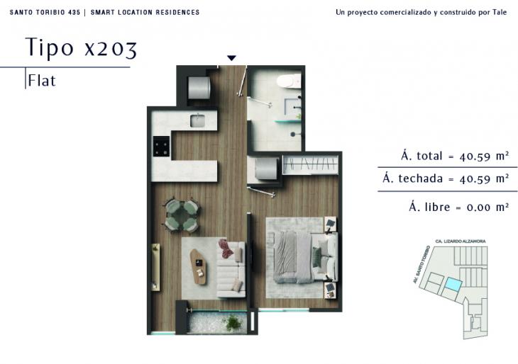 Plano del modelo X203 del proyecto SANTO TORIBIO en San Isidro