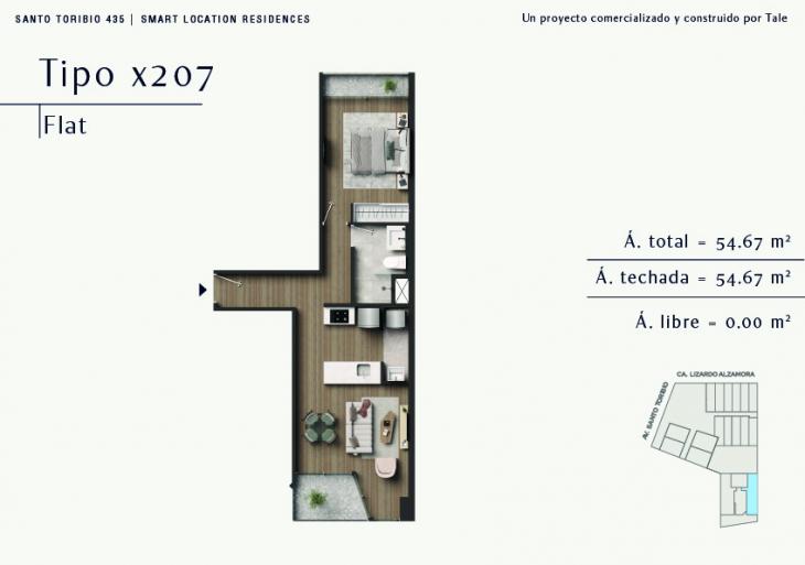 Plano del modelo X207 del proyecto SANTO TORIBIO en San Isidro