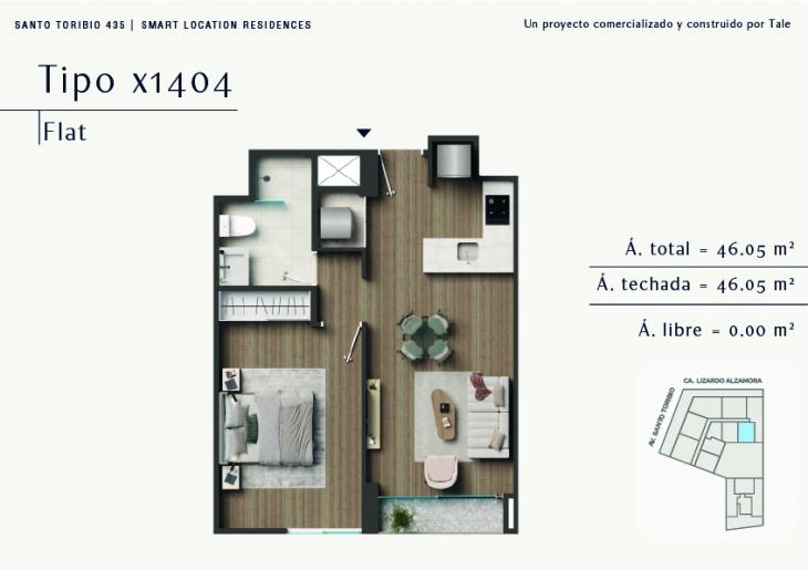 Plano del modelo X04 del proyecto SANTO TORIBIO en San Isidro