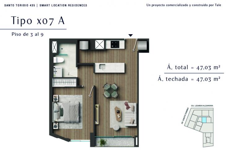 Plano del modelo X07 del proyecto SANTO TORIBIO en San Isidro