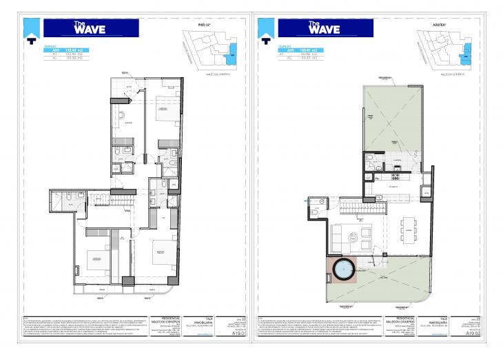 Plano del modelo D-2205 del proyecto THE WAVE en Miraflores