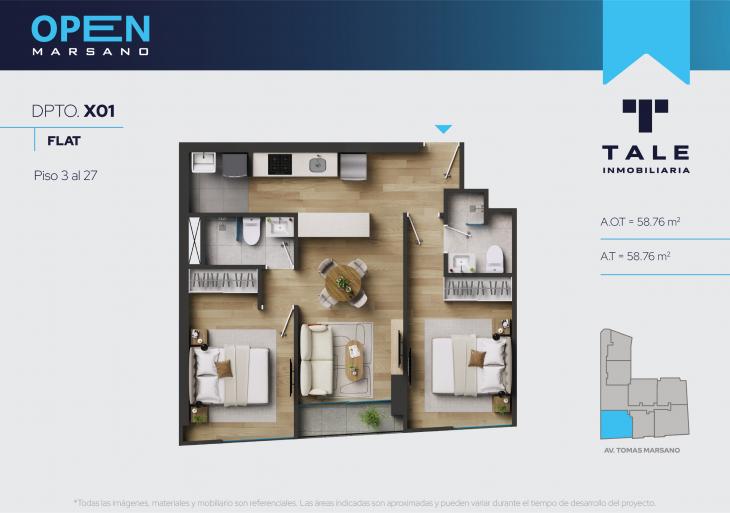 Plano del modelo X01 del proyecto OPEN MARSANO en Surquillo