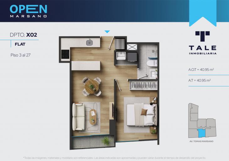Plano del modelo X02 del proyecto OPEN MARSANO en Surquillo