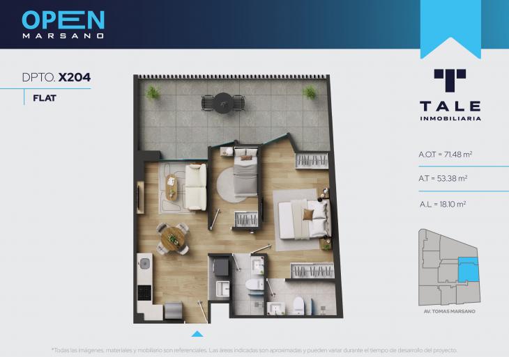 Plano del modelo X204 del proyecto OPEN MARSANO en Surquillo