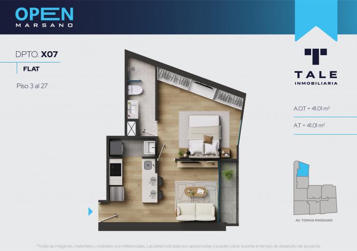 Plano del modelo X07 del proyecto OPEN MARSANO en Surquillo