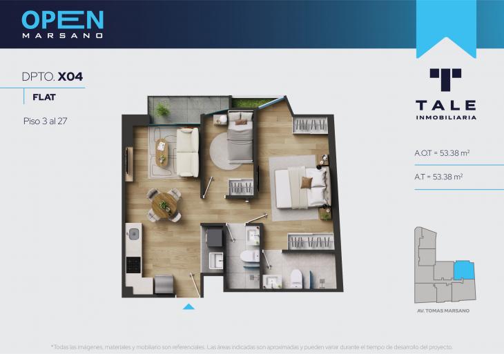 Plano del modelo X04 del proyecto OPEN MARSANO en Surquillo