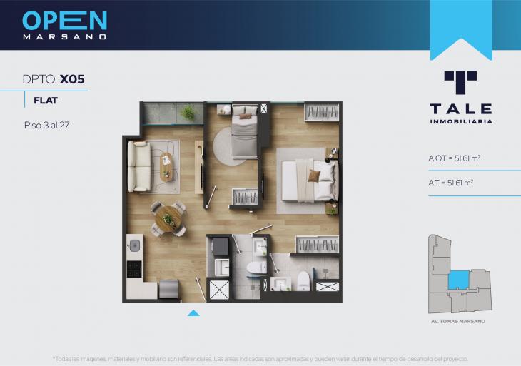 Plano del modelo X05 del proyecto OPEN MARSANO en Surquillo