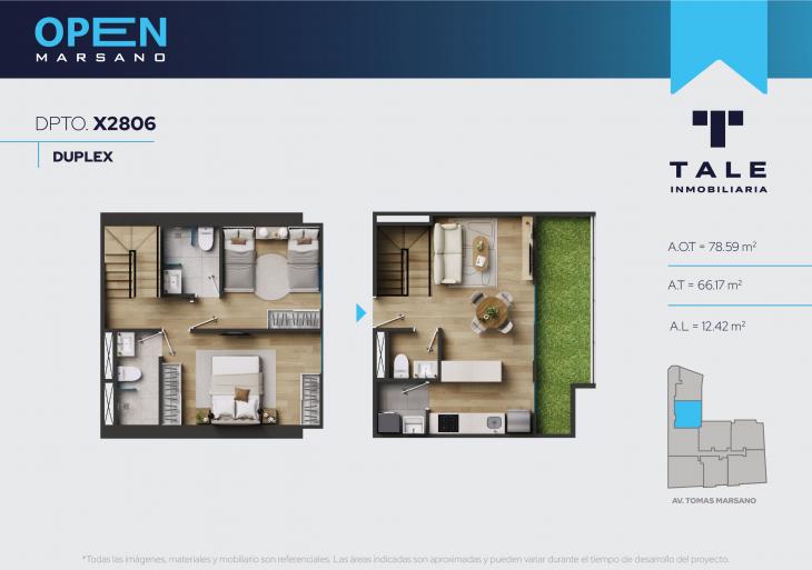 Plano del modelo X2806 del proyecto OPEN MARSANO en Surquillo