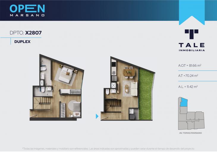 Plano del modelo X2807 del proyecto OPEN MARSANO en Surquillo