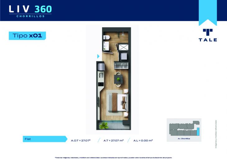 Plano del modelo X01 del proyecto LIV 360 en Chorrillos
