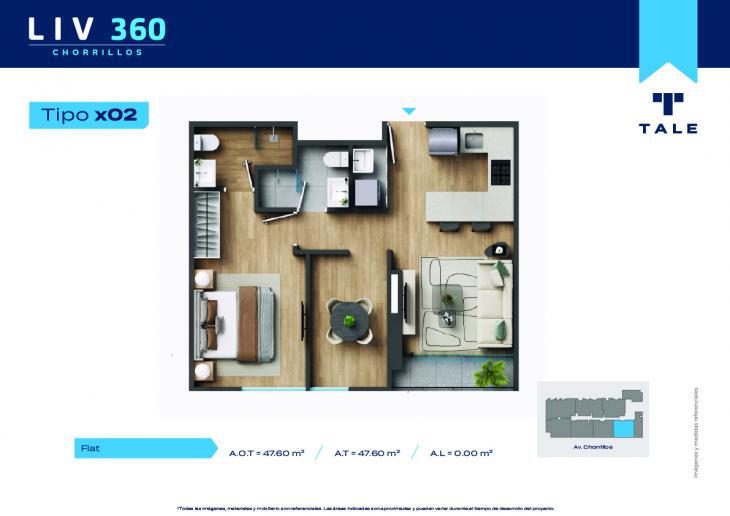 Plano del modelo X02 del proyecto LIV 360 en Chorrillos