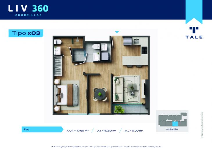 Plano del modelo X03 del proyecto LIV 360 en Chorrillos