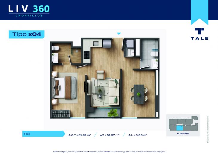 Plano del modelo X04 del proyecto LIV 360 en Chorrillos