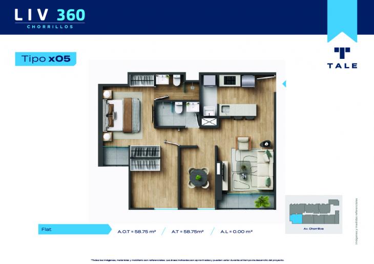 Plano del modelo X05 del proyecto LIV 360 en Chorrillos