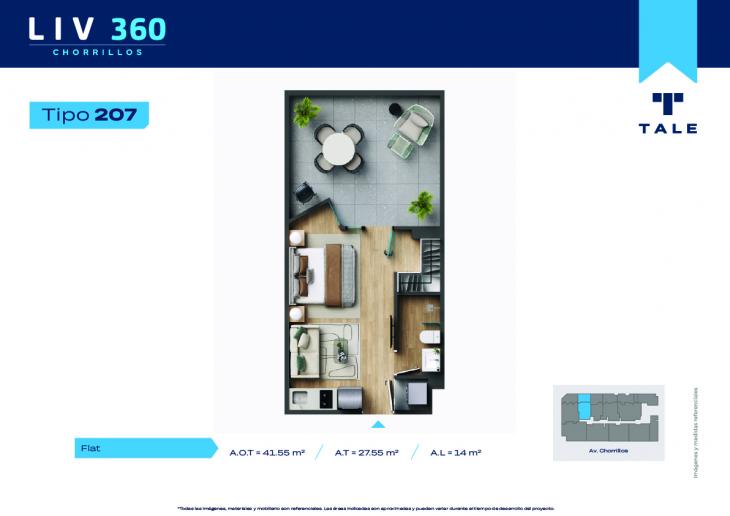 Plano del modelo X207 del proyecto LIV 360 en Chorrillos