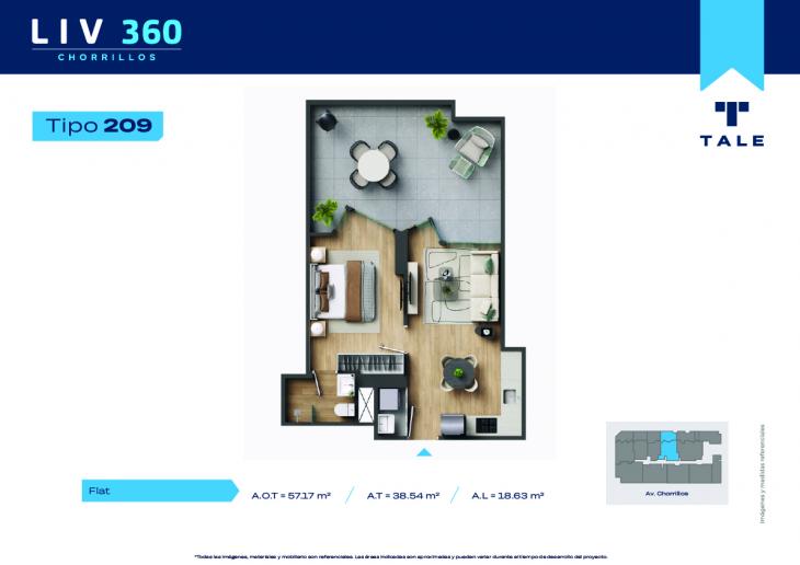 Plano del modelo X209 del proyecto LIV 360 en Chorrillos