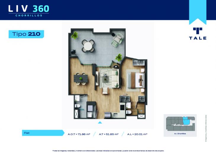 Plano del modelo X210 del proyecto LIV 360 en Chorrillos