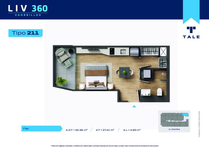 Plano del modelo X211 del proyecto LIV 360 en Chorrillos