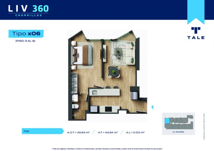 Plano del modelo X06 (3-6) del proyecto LIV 360 en Chorrillos
