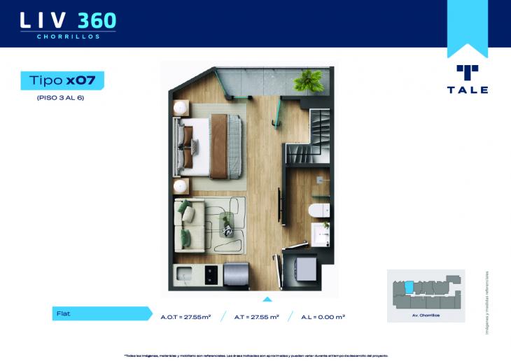Plano del modelo X07 (3-6) del proyecto LIV 360 en Chorrillos