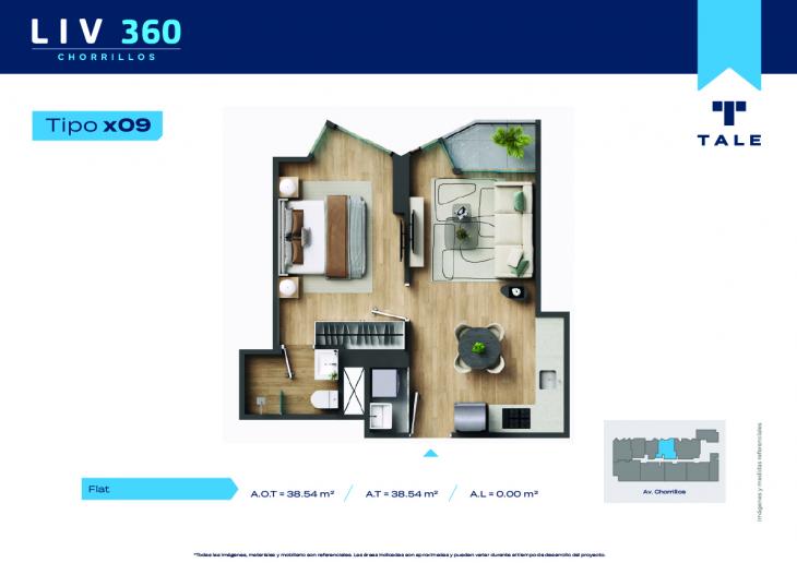 Plano del modelo X09 (3-6) del proyecto LIV 360 en Chorrillos